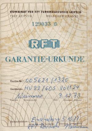 RFT Urkunde